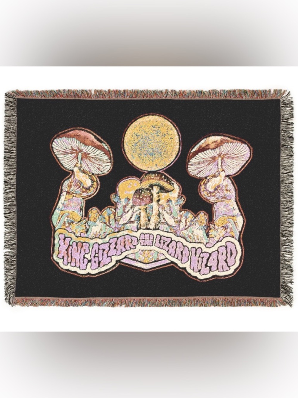 King Gizzard & The Lizard Wizard Psychedelic Mushroom Woven Blanket - Black